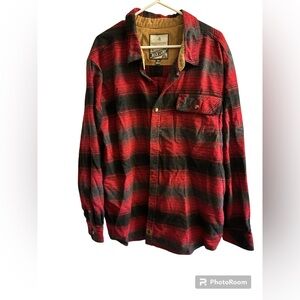 Men button down long sleeve flannel plaid shirt